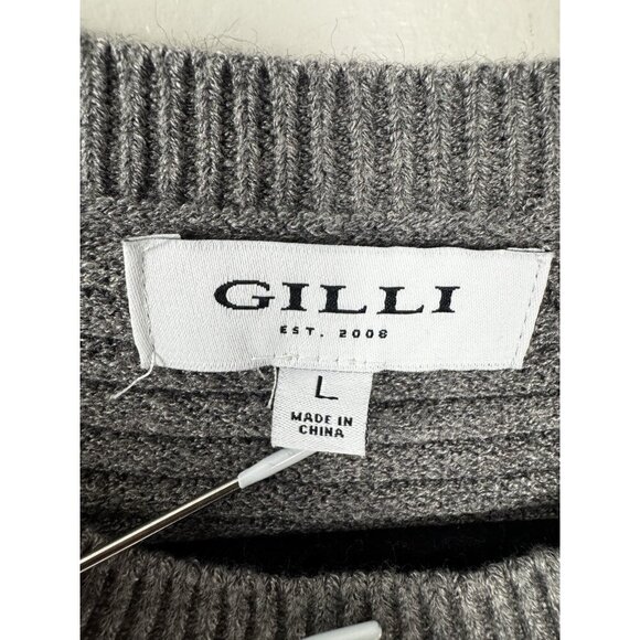 Gilli L Colorblock Ribbed Sweater Ivory Gray Navy Preppy Nautical Grandpa Cozy - Picture 3 of 7